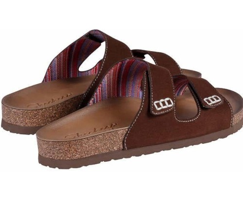 New Skechers Women's Luxe Foam Relax Fit Two Strap Granola Sandals Chocolate 8 - Picture 2 of 6