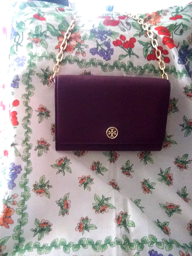TORY BURCH SHIRAZ BURGUNDY SAFFIANO LEATHER SHOULDER BAG/WALLET/ CLUTCH - Picture 8 of 15