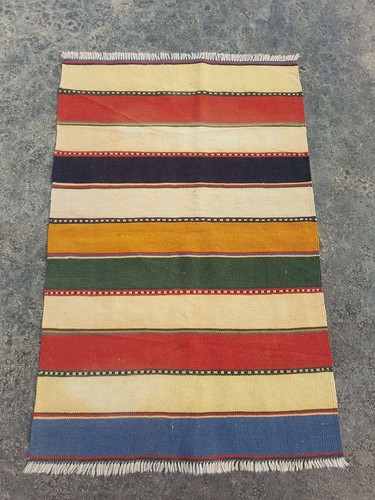 Vintage Handmade Traditional Geometric Red Kilim Floor Rug Carpet 117x75cm - Picture 11 of 12