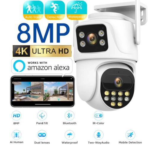 ICSee Dual Lens WiFi IP Camera Wireless Outdoor CCTV PTZ Home Security IR Cam - Picture 2 of 15