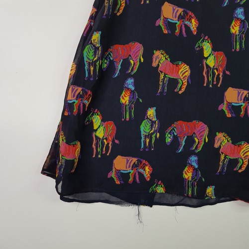 Zara Trafaluc Rainbow Zebra Top Womens L Black Sleeveless Layered Button Tank - Foto 3 di 7