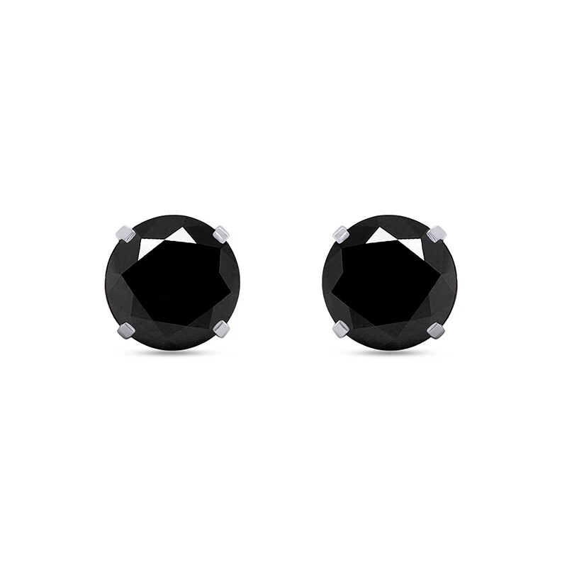 Natural Black Diamond Earrings 10k Solid Gold Screw Back Studs For Men's/Women's - Image 2 of 4