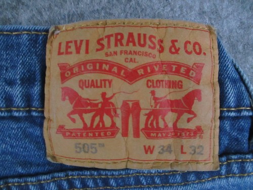 Levis 505 Jeans Mens 32x31 Blue Denim Regular Fit Straight Medium Wash Western - Picture 4 of 16