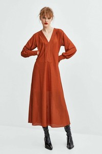 ZARA-BURNT-ORANGE-MIDI-TUNIC-SHIRT-DRESS-SIZE-S-M