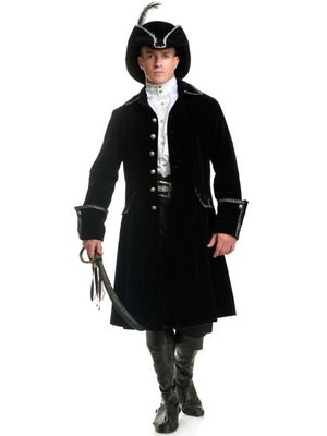 Aye Pirate Captain Costume Adult Black Aye Pirate Captain Costume Adult Black