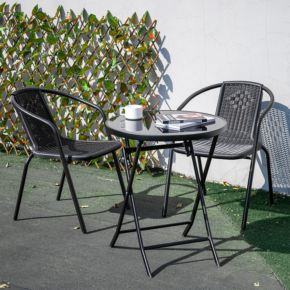 Garden Patio Table And Chair Set Conservatory Seat Black Brown Outdoor Furniture