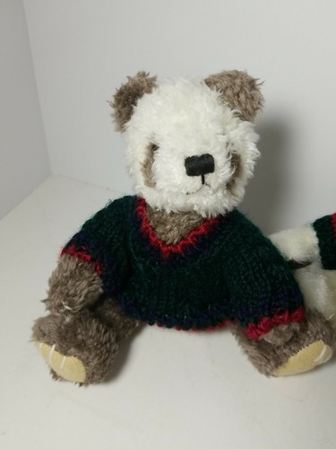 Lot of 2 - Hugfun 1998 Teddy Bear Plush - Jointed - Sweater Christmas - Vintage - Picture 2 of 8
