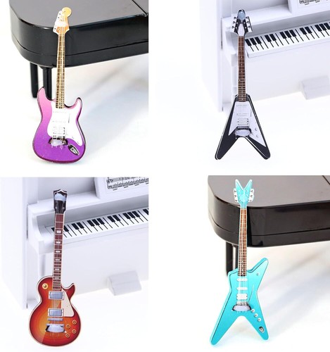 4Pcs 1:12 Dollhouse Miniatures Wooden Guitars Musical Instrument Royal Palace - Picture 4 of 13