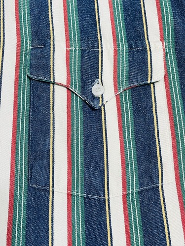 Panhandle Slim Men's 17.5 X 36 Western Denim Cotton Stripe Shirt Collar Vintage - Picture 9 of 10