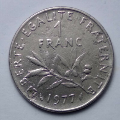 FRANCE Rarest 1 Franc Semeuse, Nickel V REPUBLIC Paris 1977 | eBay