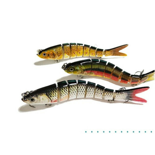 Esche da pesca 8 segmenti basso pesce minnow swimbait attacco gancio esca manovella - Foto 2 di 11