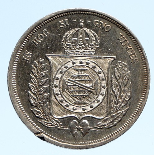 Armoiries brésiliennes antiques 1863 argent véritable pièce de vendre 500 riz i96233