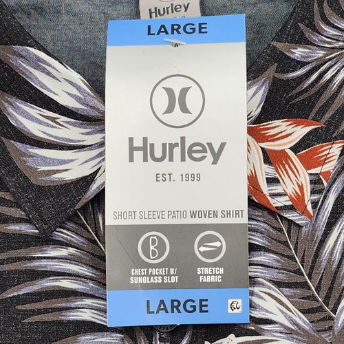 Hurley Hawaiian Shirt Mens LG Button Down Short Sleeve Pocket Floral Print Black - Bild 9 von 13