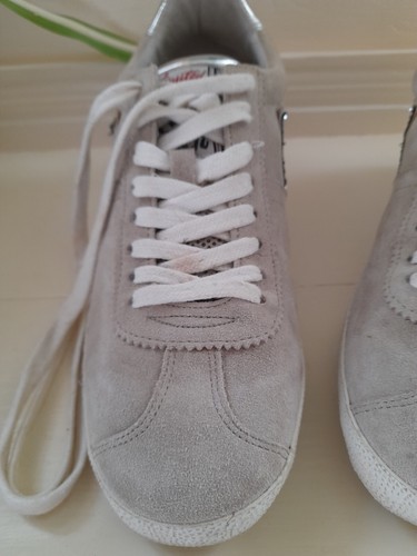 Scarpe da ginnastica eleganti scamosciate color moka chiaro/grigio frassino con glitter argento taglia 38 - Foto 7 di 16