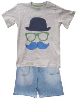 Boys T-Shirt Denim Shorts Outfit Hat Glasses Fashion Kids 12 Months to 7 Years