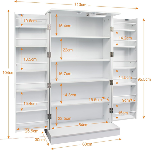 Speisekammerschrank 103 cm Küchenschrank mit Arbeitsplatte & verstellbaren Einlegeböden mit... - Bild 3 von 12
