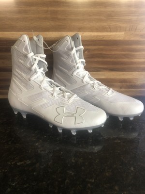 white and silver under armour highlight cleats