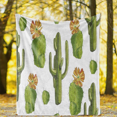 Tropical Plant Cactus Bedspread Sofa Throw Blanket Birthday Christmas Xmas Gift - Picture 11 of 28