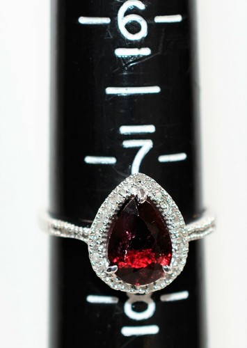 Natural Rubellite & Diamond Ring 10K White Gold 1.62tcw Pink Tourmaline Ring - Picture 9 of 12