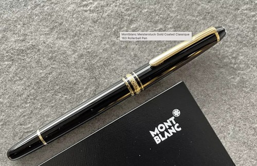 Montblanc Meisterstuck 163P penna roller finitura oro nero con ricarica - scatola nuova - Foto 3 di 4