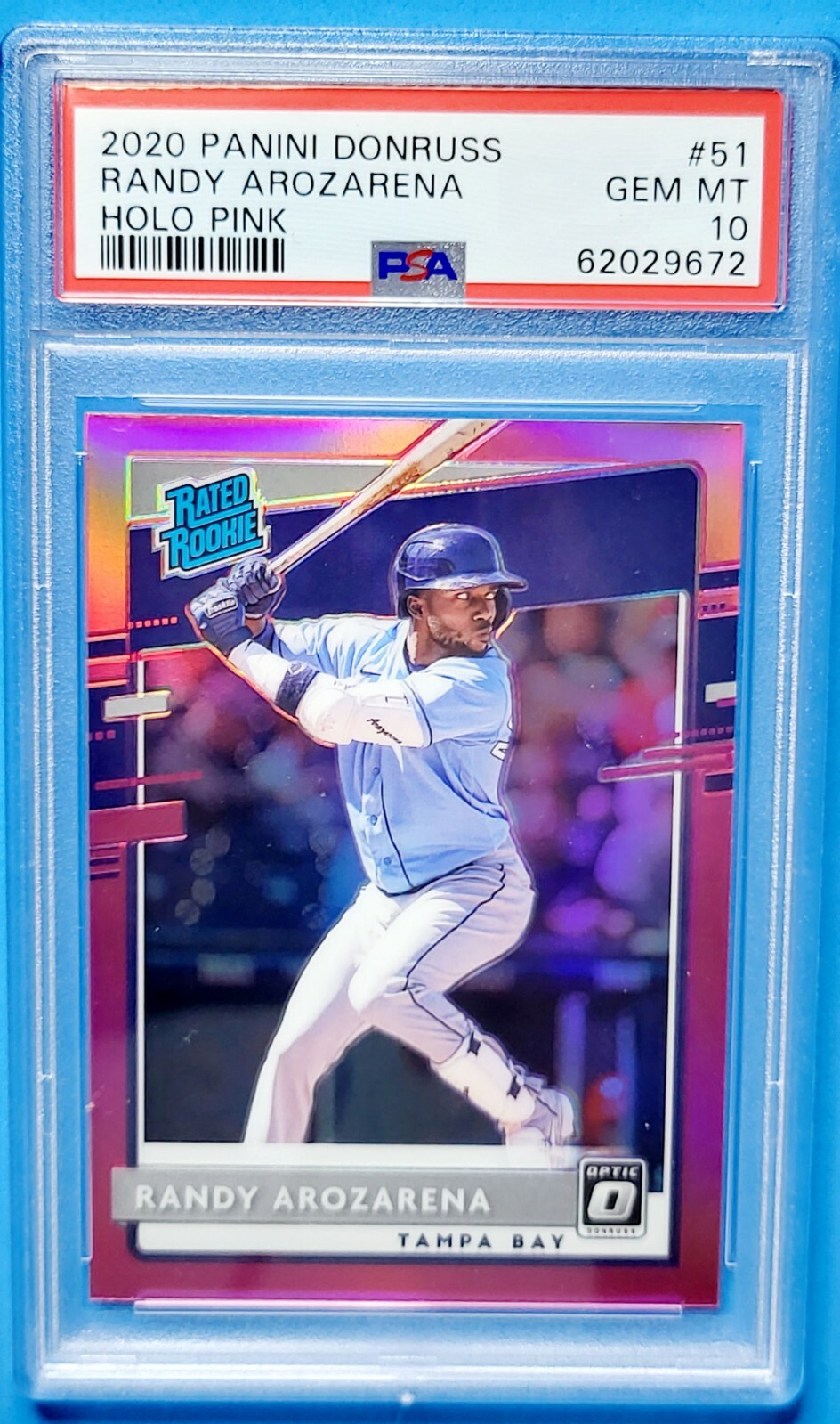 2020 Donruss Optic Randy Arozarena Holo Pink #51  Rated Rookie PSA 10 GEM MINT💥