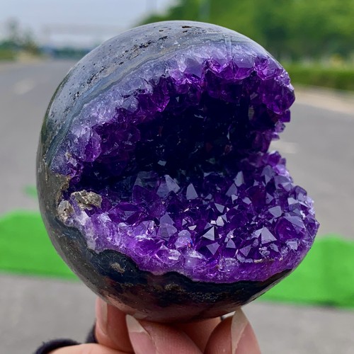 254G Natural Uruguayan Amethyst Quartz Open Smile sphere crystal mineral Healing - Picture 20 of 21