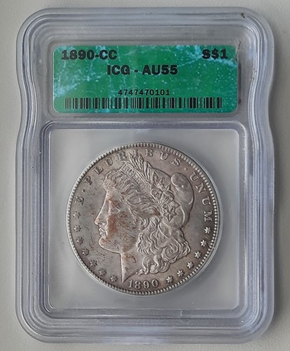 1890 CC MORGAN● ICG AU 55● RARE CARSON CITY MINT! SHIPS FREE!