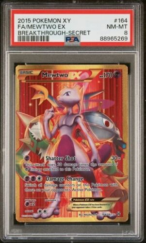 PSA 8 NM-MT Mewtwo EX 2015 XY Breakthrough Full Art Holo Pokemon Card 164/162 - Picture 2 of 6