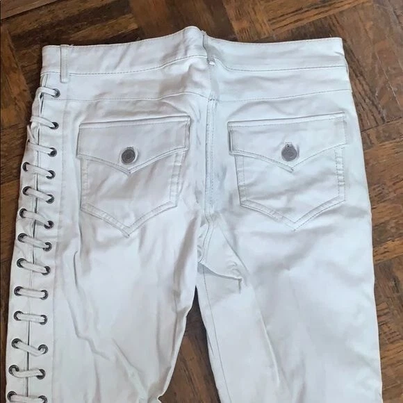 Pantalones Isabel Marant H&M Cuero Blanco EE. UU. Talla 6 Foto 2 de 4