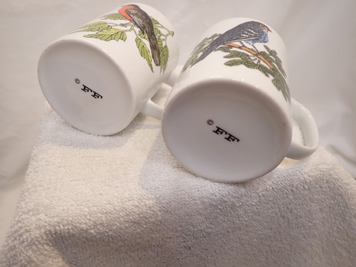 FITZ AND FLOYD SET 2 WILD SONG BIRDS series Coffee-Tea  8 oz Cups 3.5"h - Picture 4 of 5