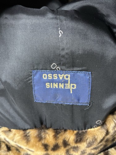 Dennis Basso  ZIP front  Faux Leopard Fur Hooded Coat  Knee Length  Large - Picture 5 of 6