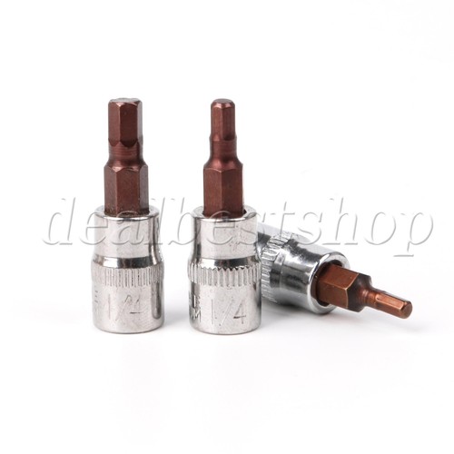 S2 Alloy Steel Metric 1/4" Drive Hex Bit Sockets Set Silver Pack of 6 - Picture 6 of 9