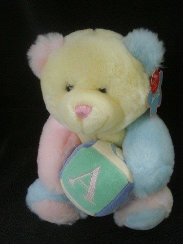 Aurora Musical Pastel Teddy Bear Plays ABC Song 10" NEW
