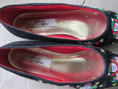 Special Affair Vintage Christmas Snowman Embroidered Velvet Flat Shoes Size 11 M - Picture 7 of 8
