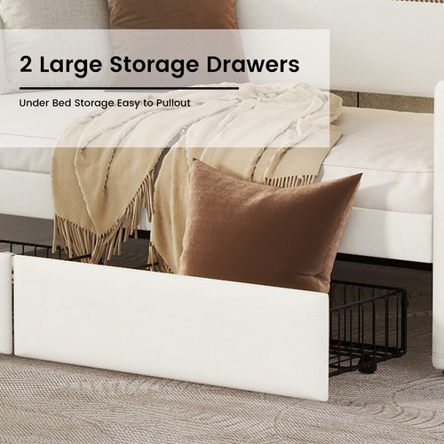 Twin Daybed with Drawers Upholstered Daybed with Charging Station and LED 0032 - Picture 6 of 12