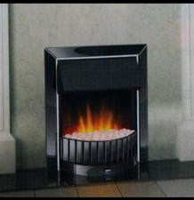 Camino Elettrico Nero Effetto Nichel Fiamma LED Telecomando Inserto Riscaldatore 2kW
