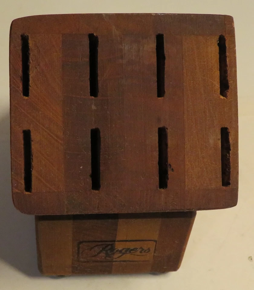 ROGERS Pequeño 5" Alto VACÍO Cuchillo de Madera Bloque 8 Ranuras Soporte de Madera Cuchillos para Carne Foto 3 de 4