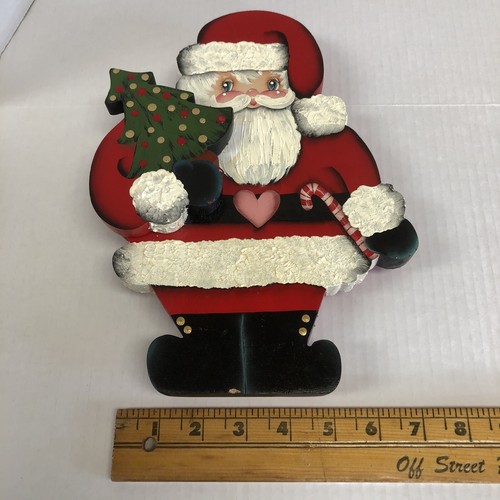 Hand Painted Wood Santa & Snowman Christmas Holiday Mantle Shelf Decor 9” Tall - Picture 17 of 18