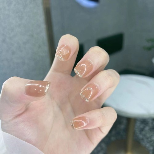 Kit de uñas artificiales autoadhesivas Press On Nails listo para pegar francés 24 uds - Imagen 3 de 5
