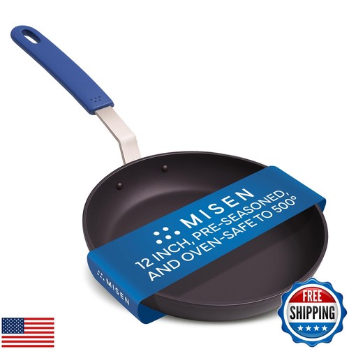 Misen 12 Inch Pre-Seasoned Carbon Steel Pan – Lightweight, Durable, Naturally