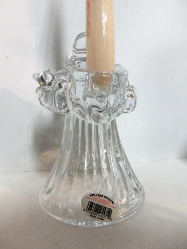 NEW Pair DePlomb Crystal Christmas Holiday Santa 8" Candle Holders with Candles - Picture 8 of 12