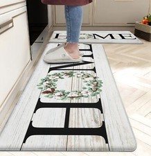 Farmhouse Kitchen Mats Cushioned Anti Fatigue Kitchen Rugs 2 Piece Set Non Sl...