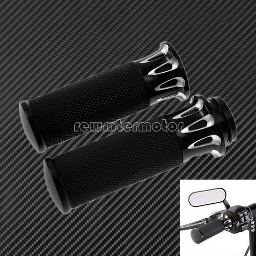1'' 25mm Black Handle Bar Hand Grips Fit For Harley Touring Softail Dyna CVO - Picture 1 of 6