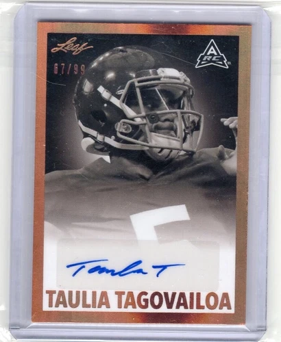 2021 Leaf Memories 1960 Base Bronze Spectrum /99 Taulia Tagovailoa #BW-TT1 Auto