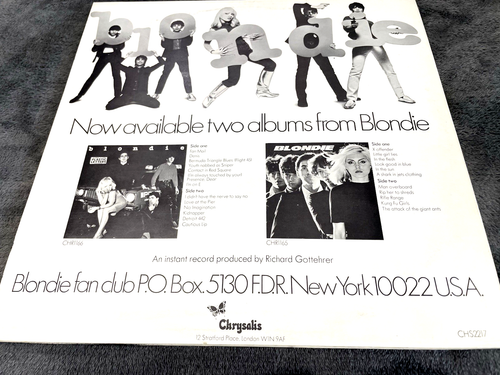 Blondie Presence Dear 12" Vinyl record original rare 1978 pressing - Picture 3 of 5