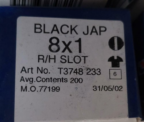 8 x 1" Black Japanned Woodscrew Slotted - Picture 5 of 5