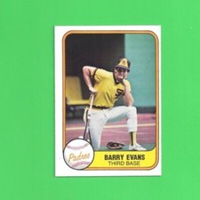 MLB 1981 Fleer BARRY EVANS #499 Rookie Card RC San Diego Padres