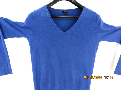 ANN TAYLOR SZ M/L Wool/Cashmere Steel Blue V-Neck Thin Knit Sweater Pullover - Picture 5 of 12