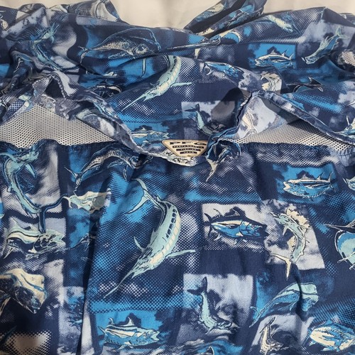 Mens Lot of 2 Columbia PFG s/s Fishing Shirts Sz Large Sky Blue & Fish Pattern - Picture 13 of 16