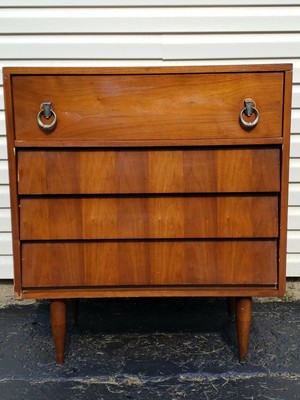 Mid Century Modern Walnut Mini Dresser Bureau Chest Harmony House